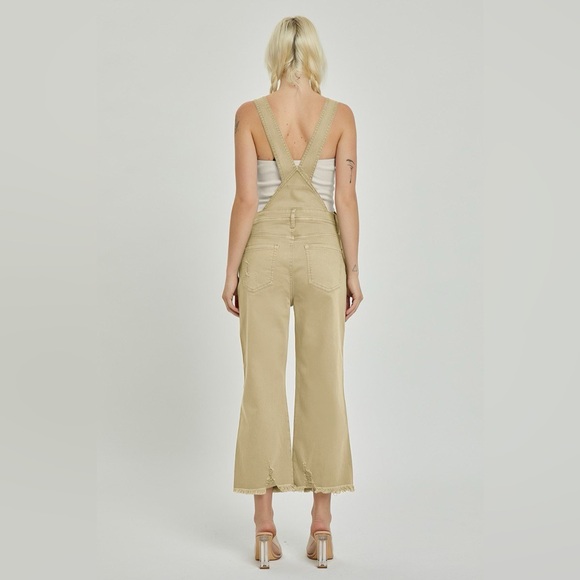 RDP5500 SAND Risen High Rise Distressed Straight Overalls - Picture 3 of 4